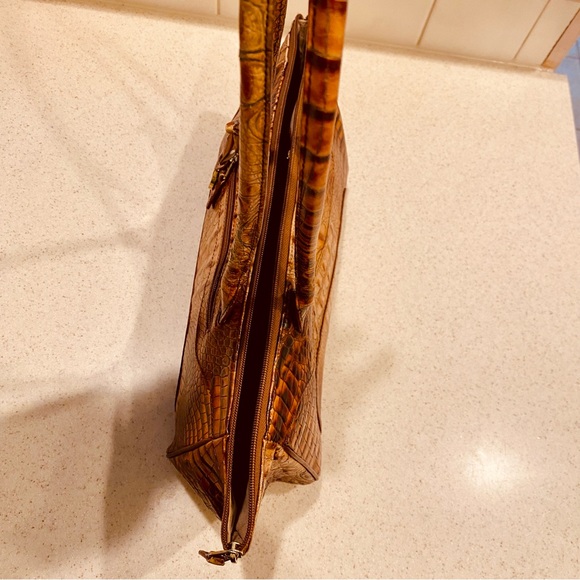 Brahmin Melbourne Baguette Croc Pecan brown Shoulder Handbag Bag - Picture 4 of 15